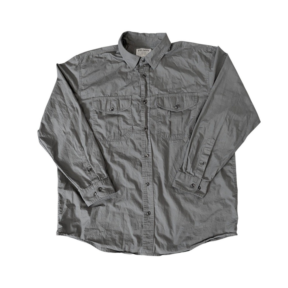 Filson Mens Charcoal Gray Flap Pocket Long Sleeve Utility Button-Up Shirt XL